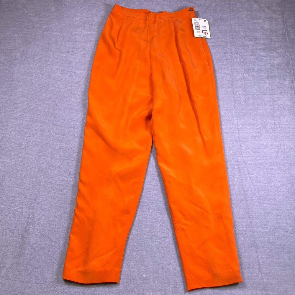 NWT Liz Claiborne Collection Womens Orange High Rise 100% Silk Pants Size 10